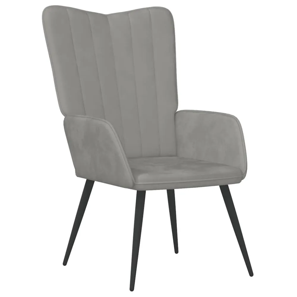 Sedia Relax Grigio Chiaro Velluto