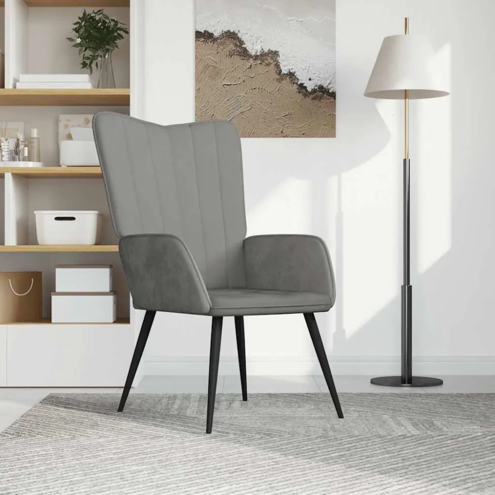 Sedia Relax Grigio Chiaro Velluto