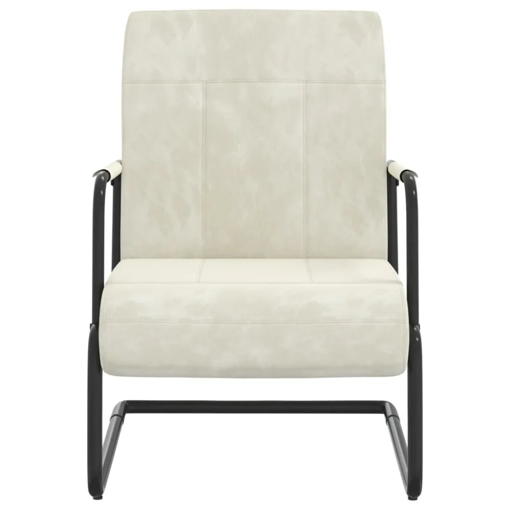 Sedia Sbalzo Bianco Crema Velluto