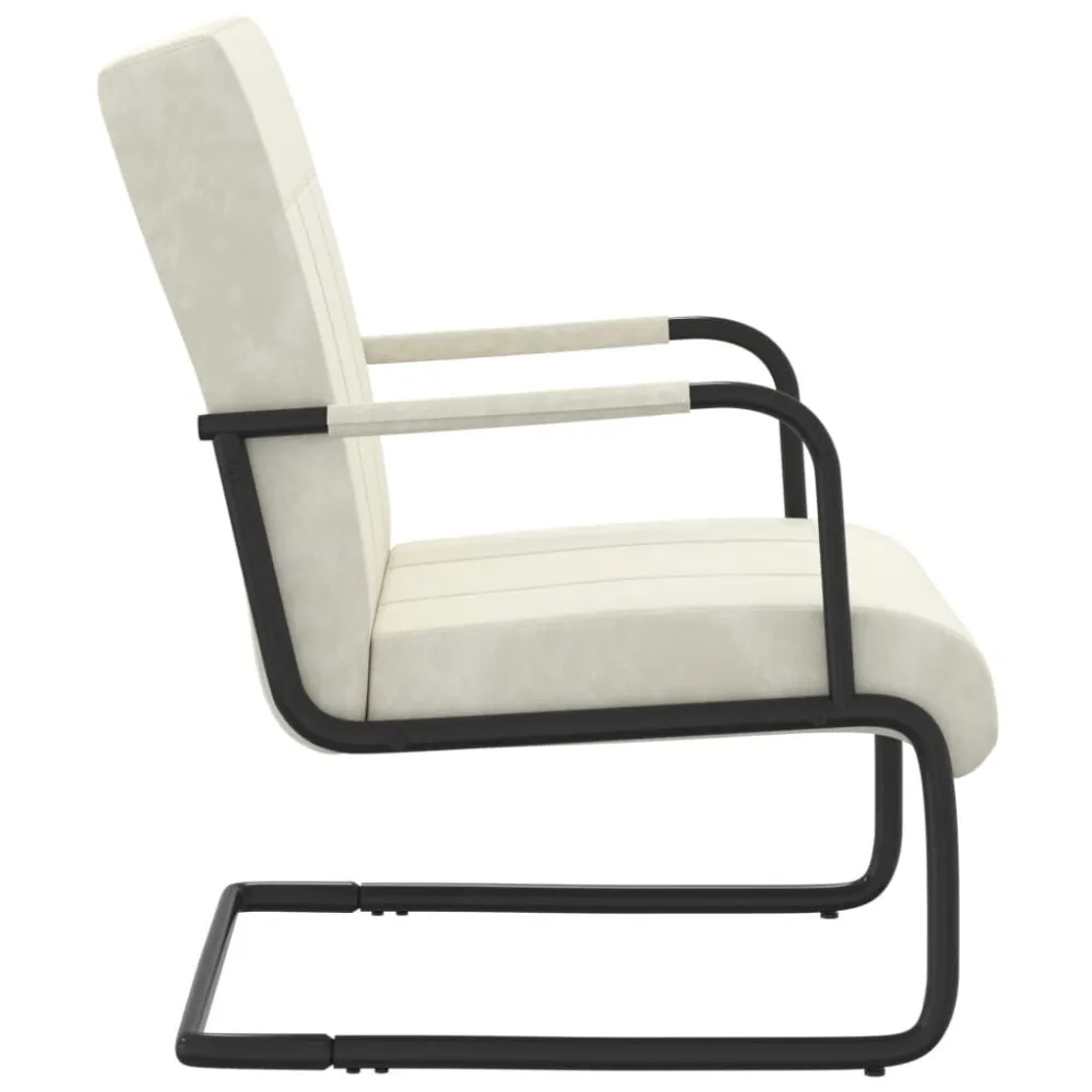 Sedia Sbalzo Bianco Crema Velluto