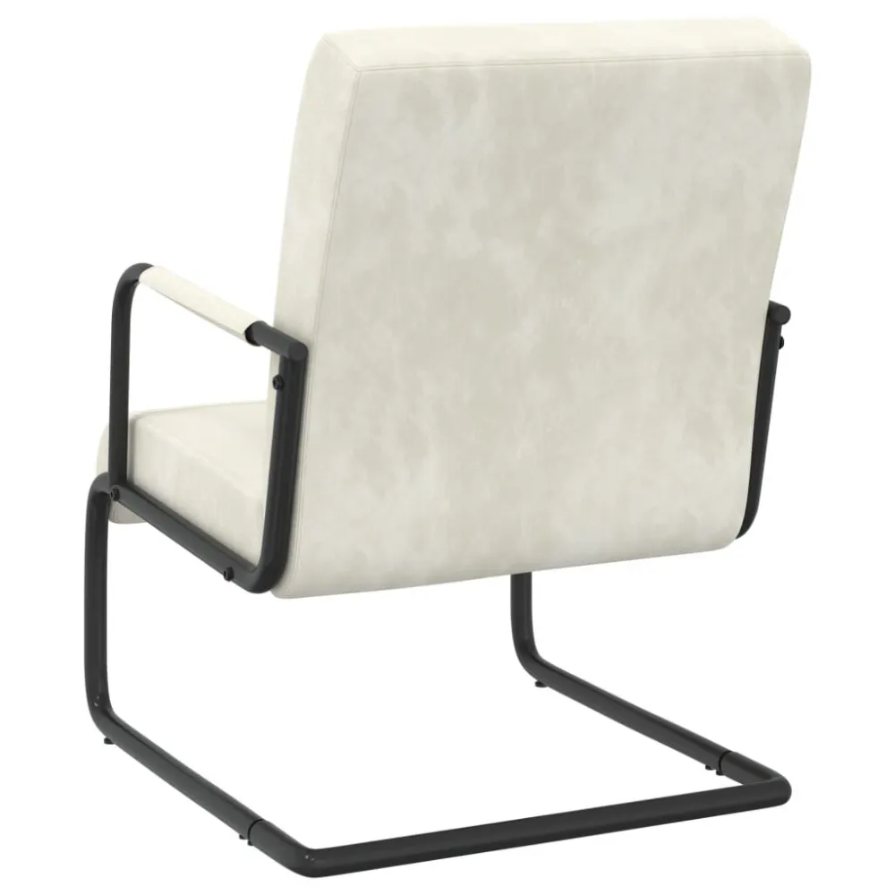 Sedia Sbalzo Bianco Crema Velluto