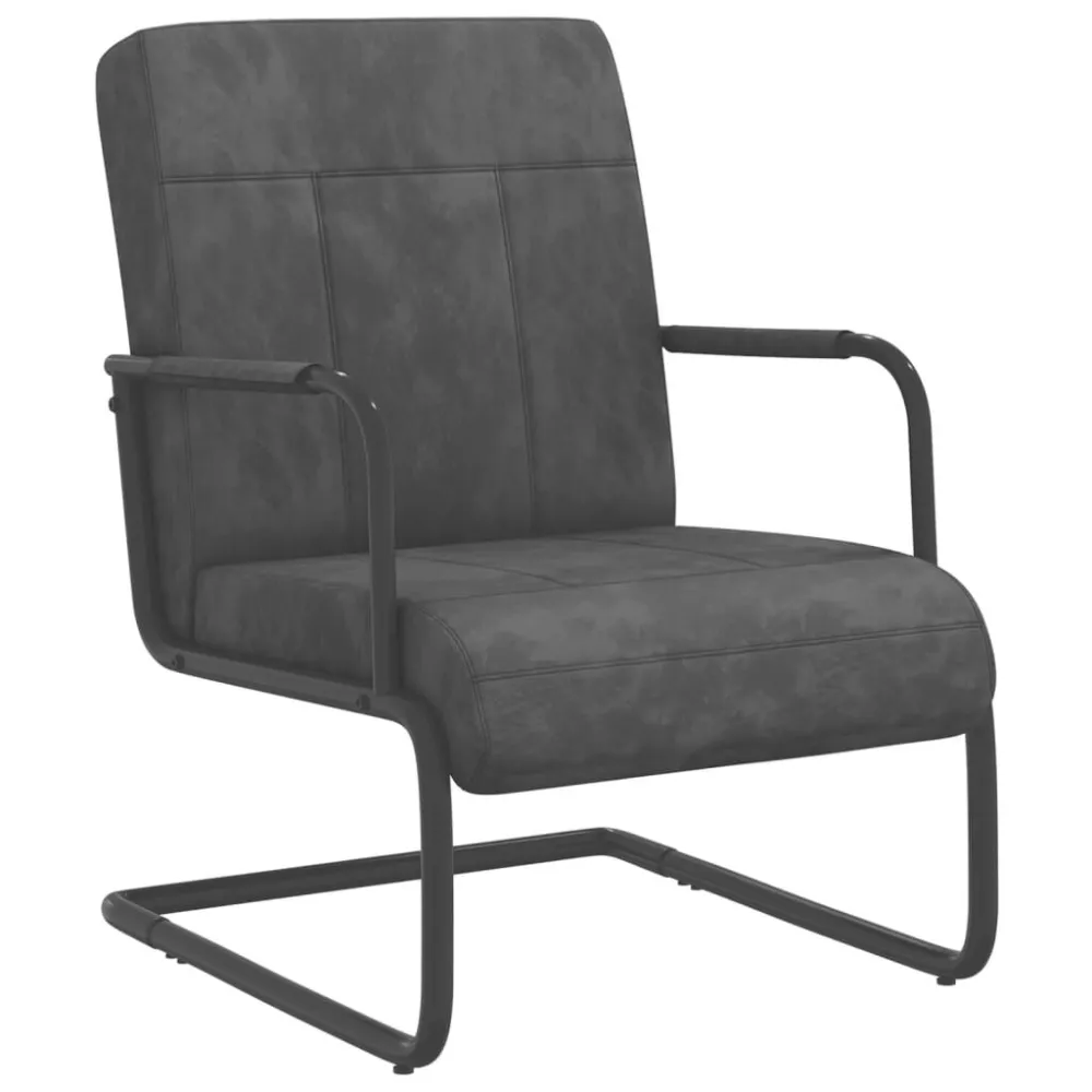 Sedia Sbalzo Grigio Scuro Velluto