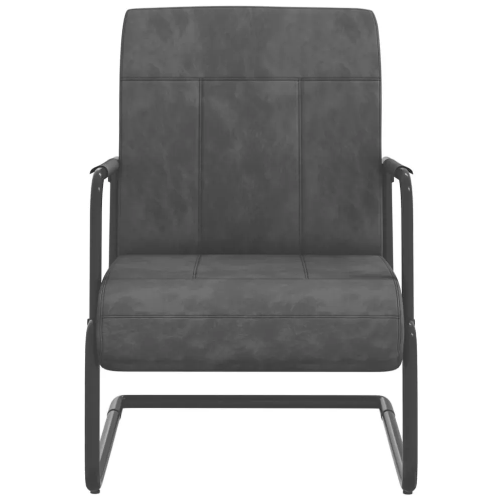 Sedia Sbalzo Grigio Scuro Velluto
