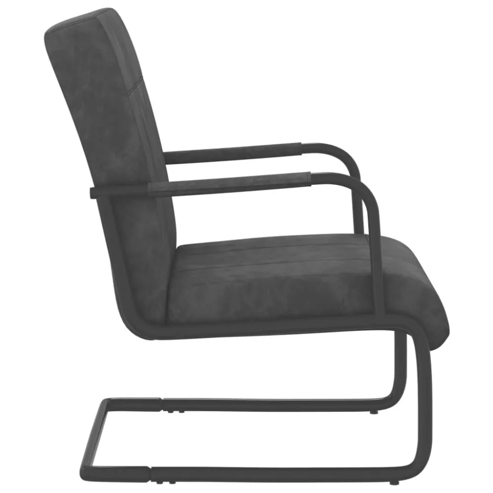 Sedia Sbalzo Grigio Scuro Velluto