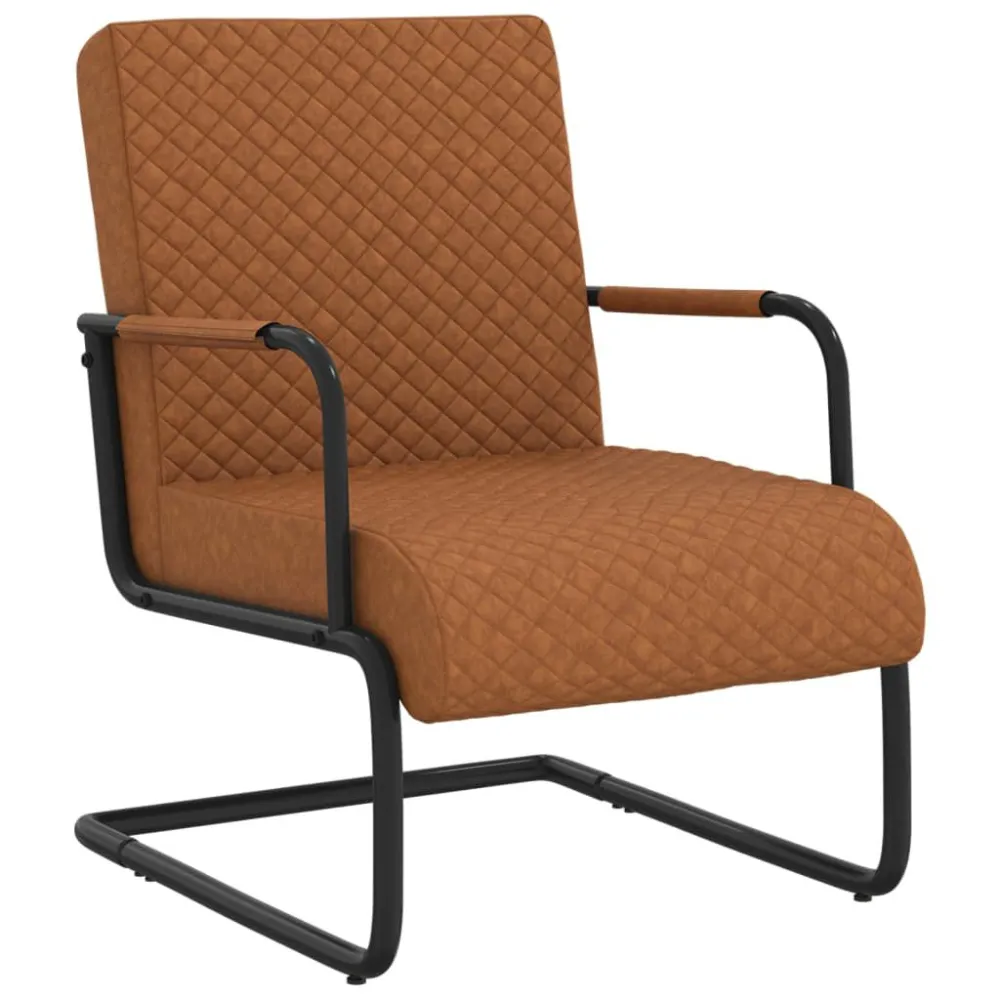Sedia Sbalzo Marrone Opaco Similpelle