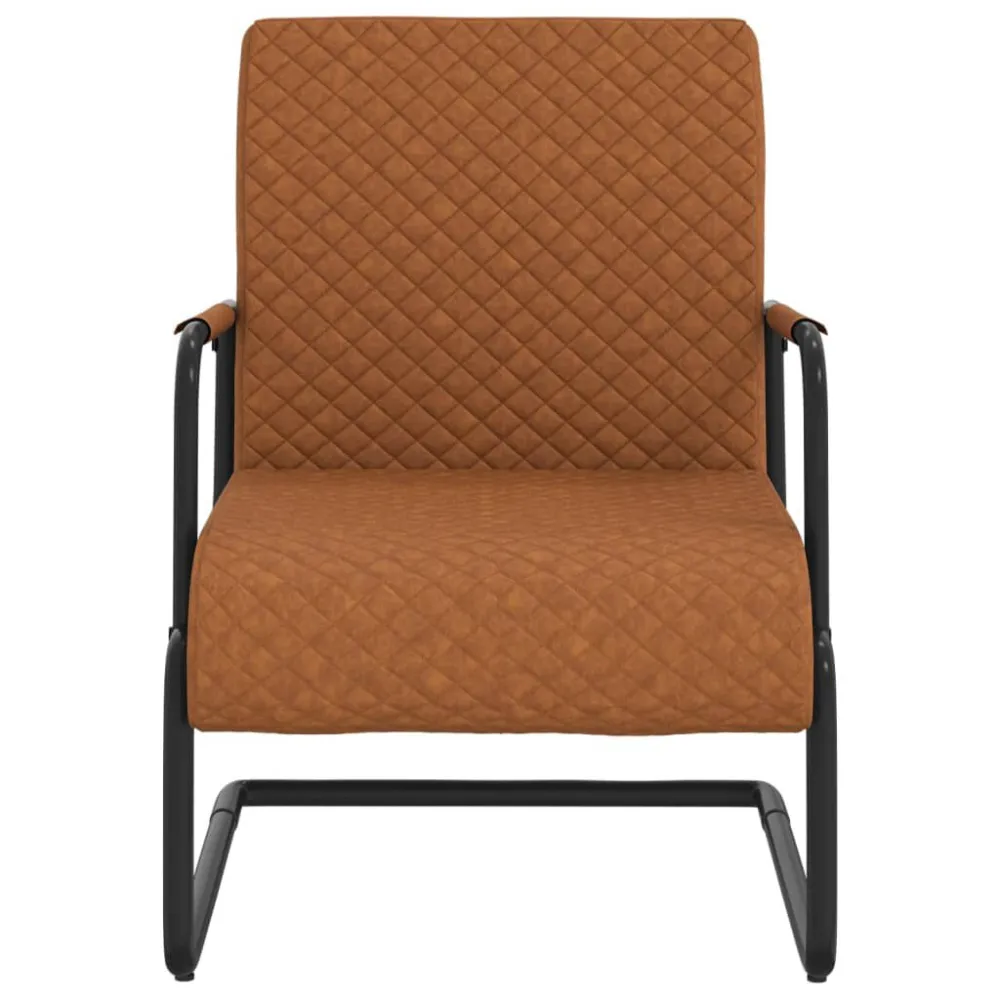 Sedia Sbalzo Marrone Opaco Similpelle