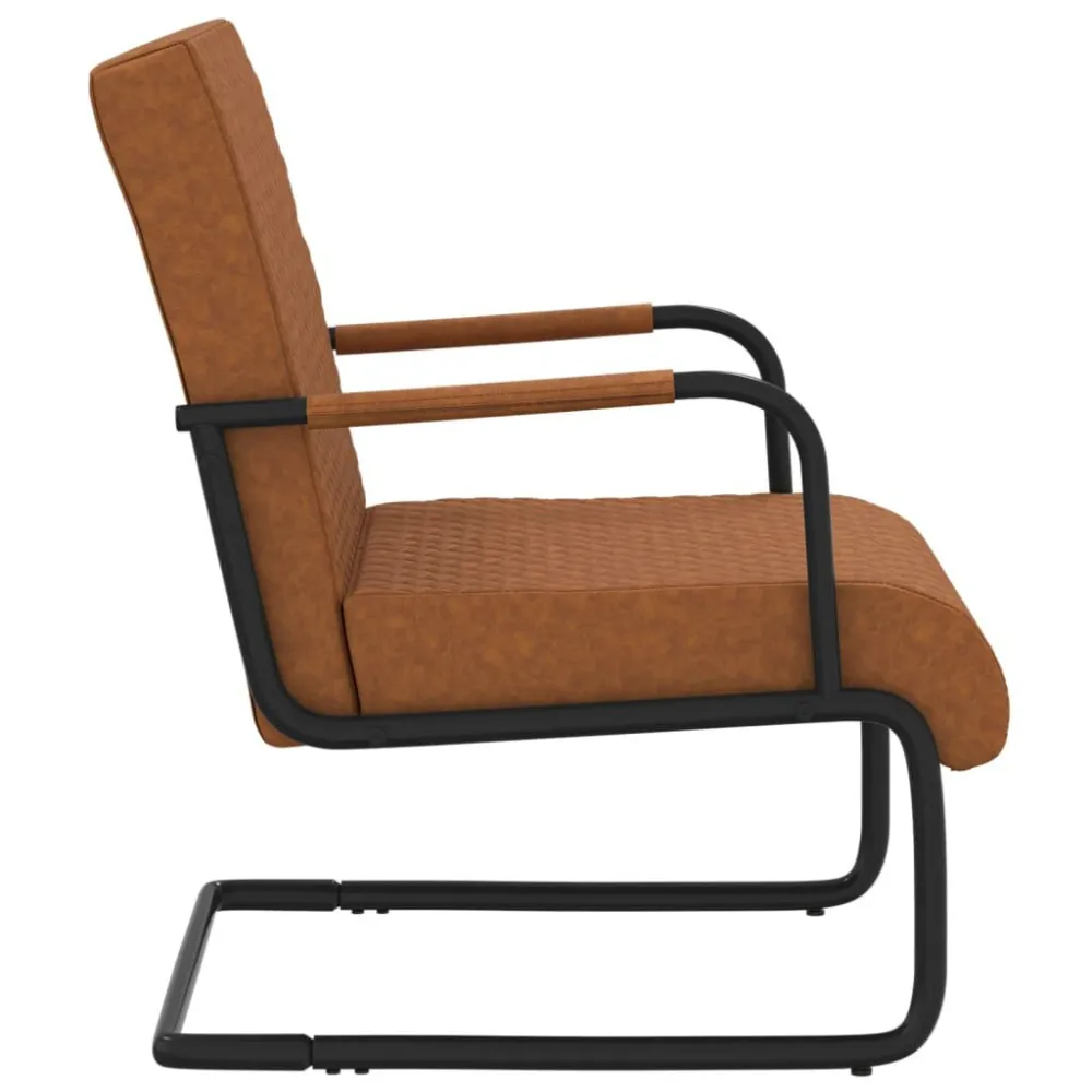 Sedia Sbalzo Marrone Opaco Similpelle
