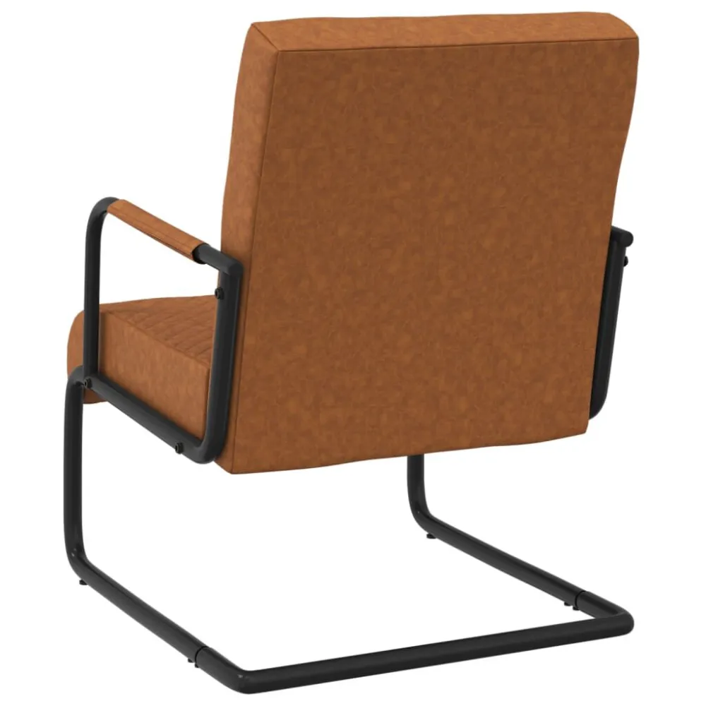 Sedia Sbalzo Marrone Opaco Similpelle