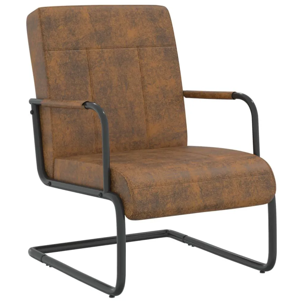 Sedia Sbalzo Marrone Tessuto