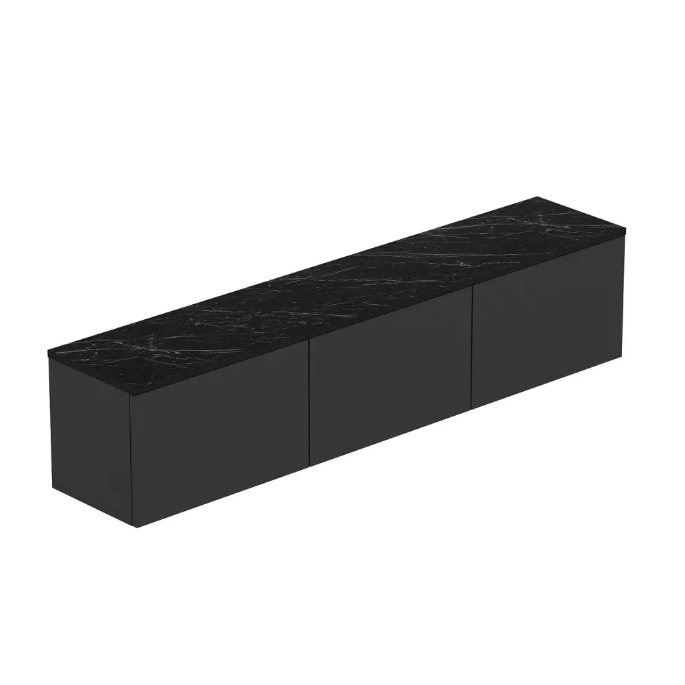 Mobile TV parete Ruxta L160cm Effetto marmo antracite e nero