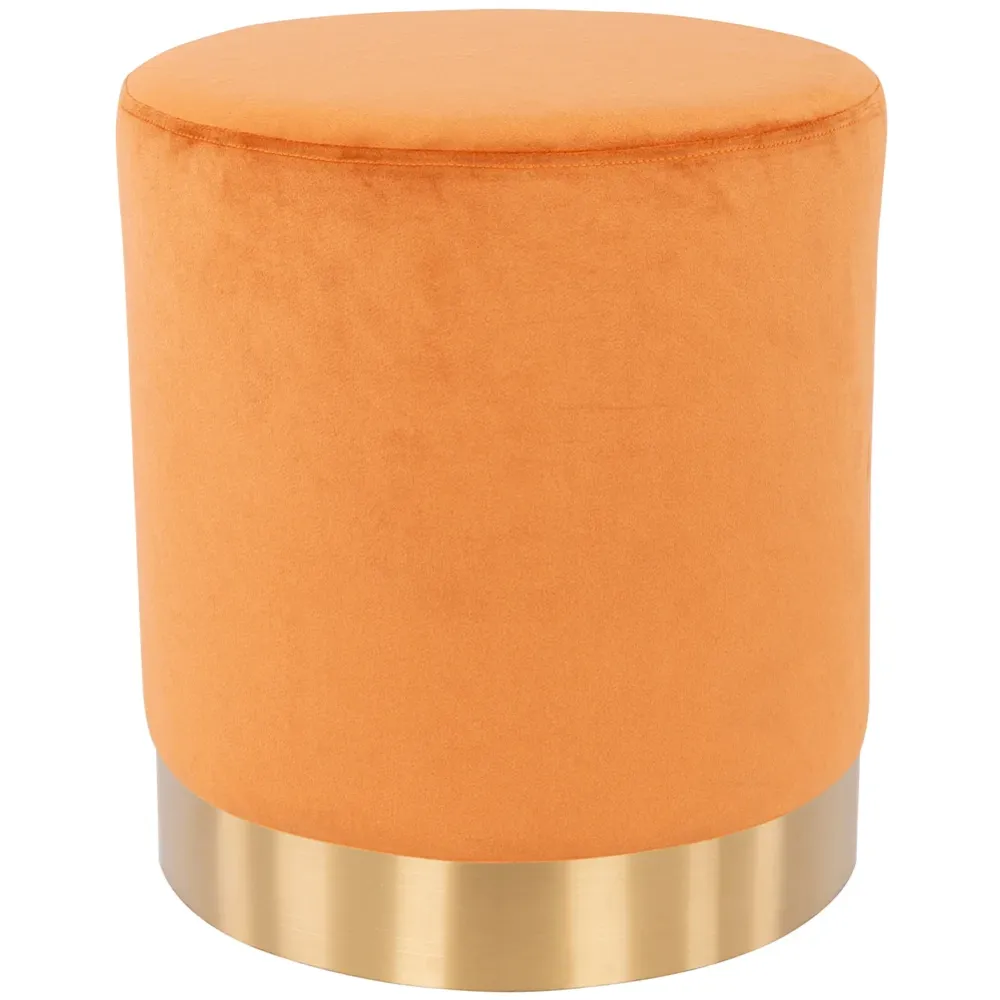 Pouf Poggiapiedi Velluto Terracotta Struttura MDF 31x31x38 cm Base Metallo