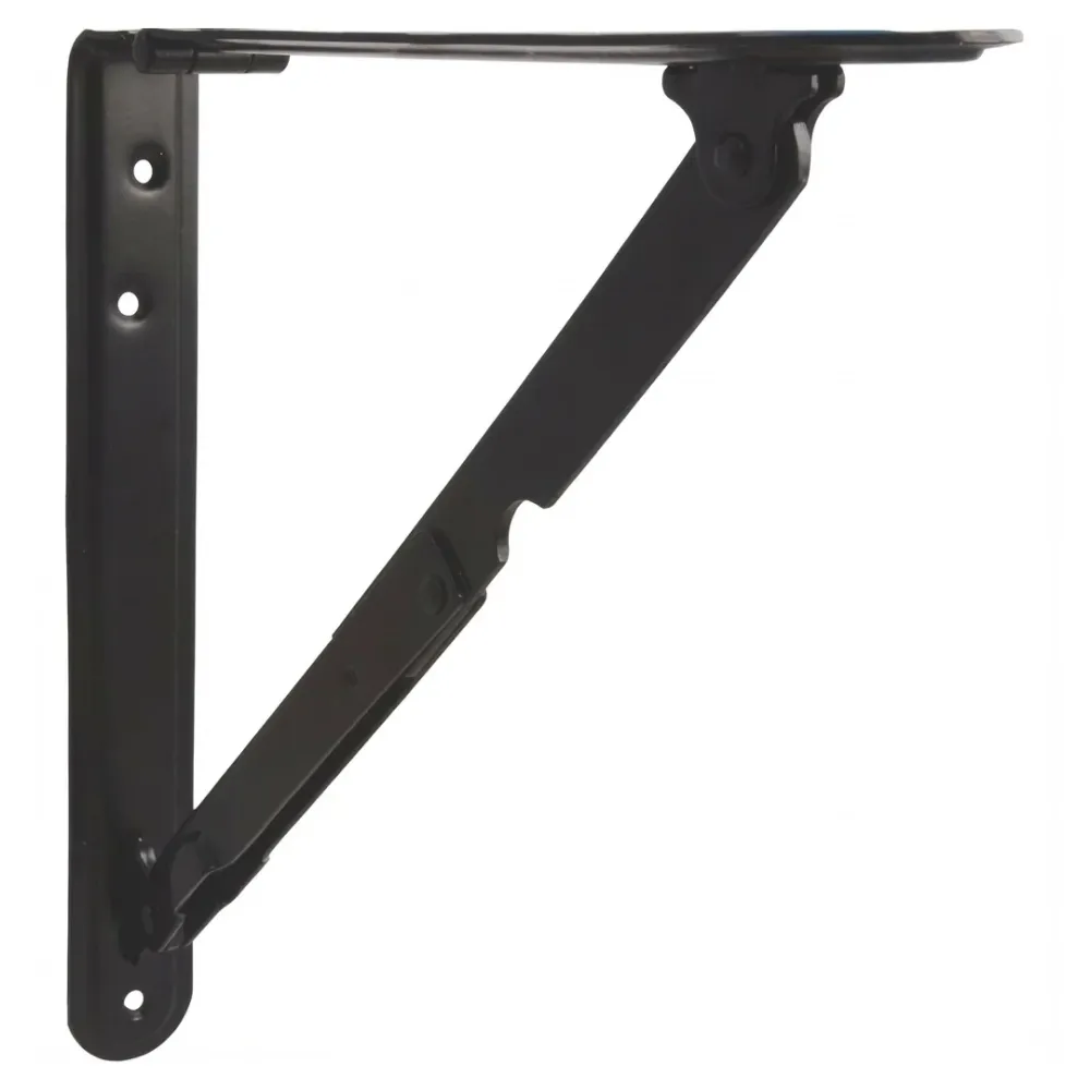 Reggimensola Pieghevole Acciaio Verniciato Nero 300x300 mm Portata 50 Kg