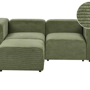 Divano componibile velluto coste verde 3 posti con pouf FALSTERBO