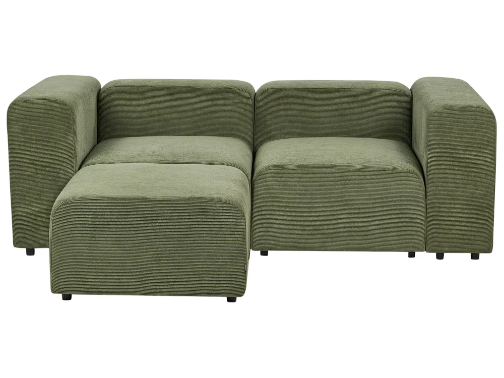 Divano componibile velluto coste verde 3 posti con pouf FALSTERBO