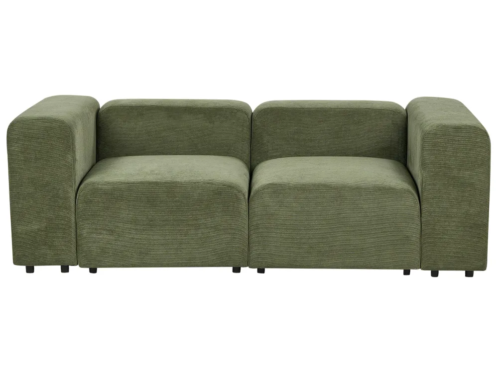 Divano componibile velluto coste verde 3 posti con pouf FALSTERBO