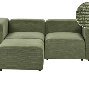 Divano componibile velluto coste verde 3 posti con pouf FALSTERBO