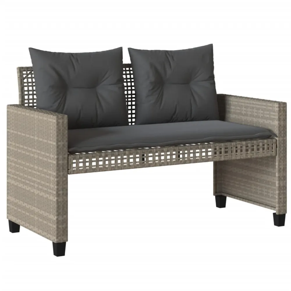 Divano da Giardino 4pz Cuscini Grigio Limpido Polyrattan e Vetro