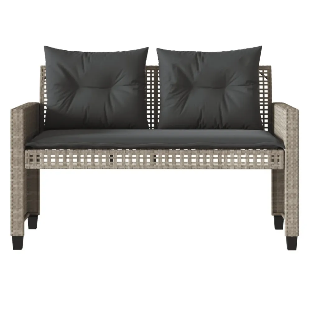 Divano da Giardino 4pz Cuscini Grigio Limpido Polyrattan e Vetro