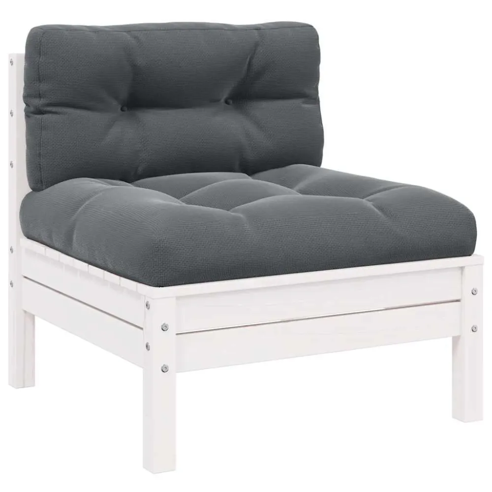 Divano da Giardino 2 Posti con Cuscini Bianco Legno di Pino