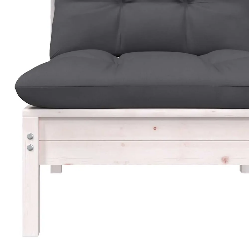 Divano da Giardino 2 Posti con Cuscini Bianco Legno di Pino