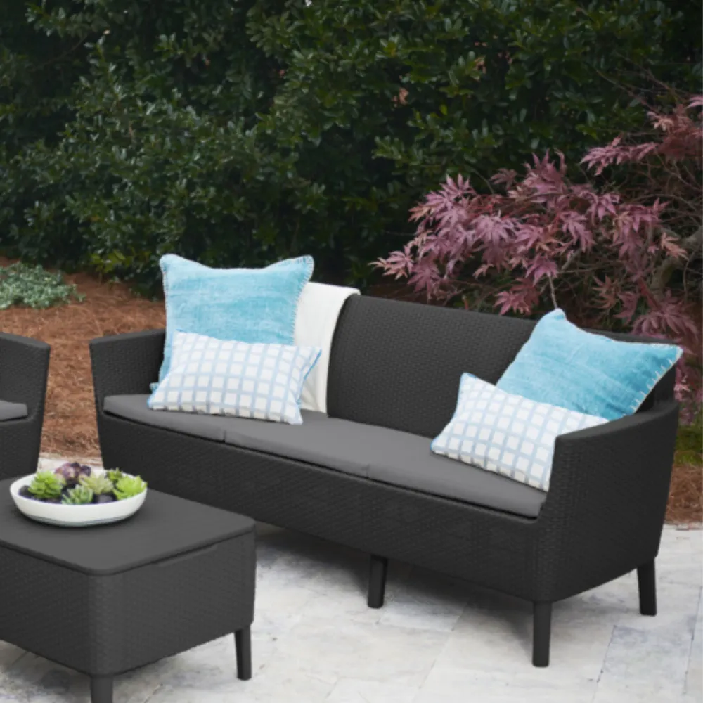 Divano da giardino "Salemo Lounge" 3 posti con cuscini cm 187x66,5 76h