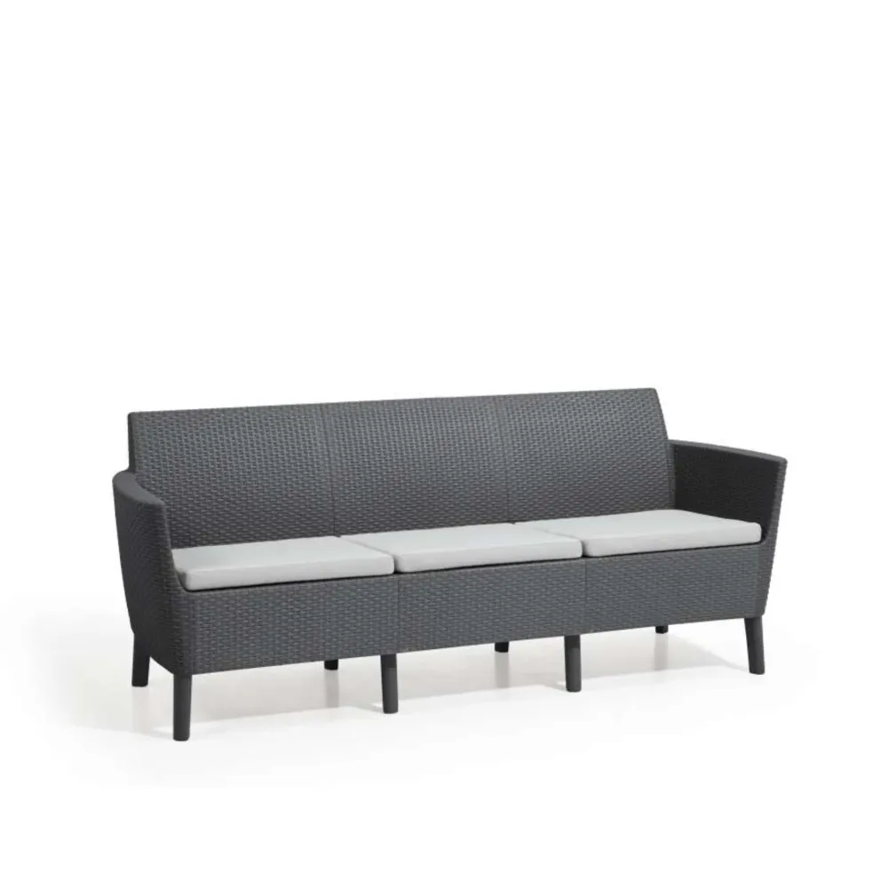 Divano da giardino "Salemo Lounge" 3 posti con cuscini cm 187x66,5 76h