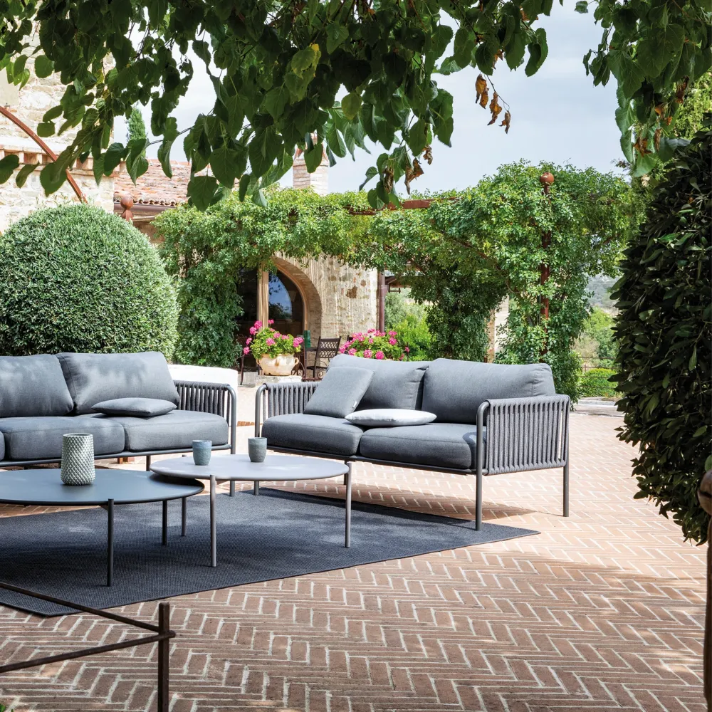 Divano 2 posti con schienale corda "Key West2" con cuscini cm 163x83 78h