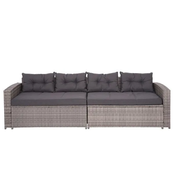 Mendler set polyrattan HWC-J34 set balcone/giardino/salotto divano vano portaoggetti grigio cuscini grigio tenebroso 77087...