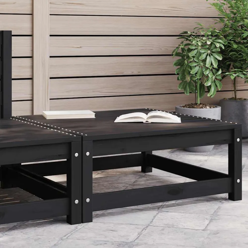 Poggiapiedi da Giardino 70x70x30 cm Nero Legno Massello di Pino