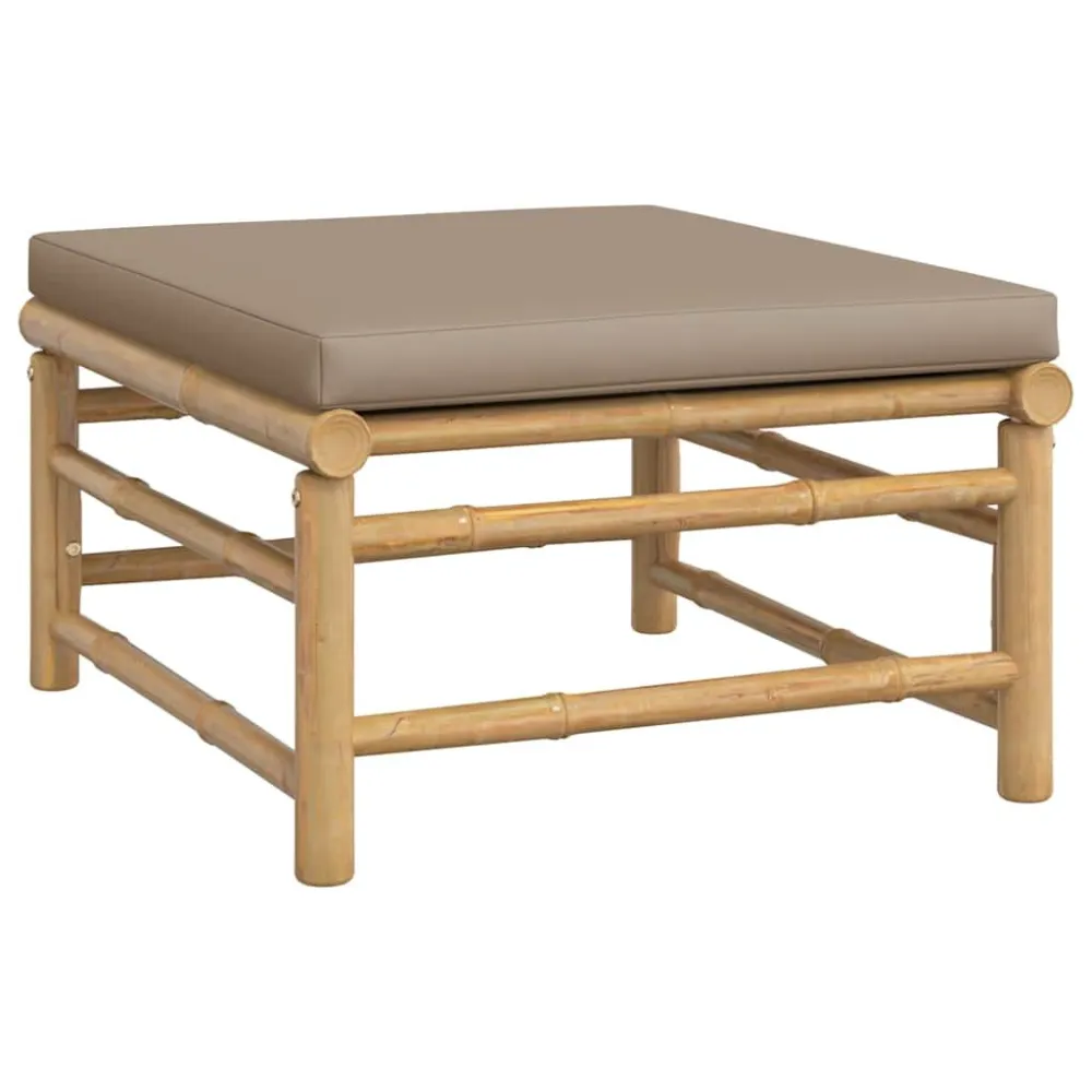 Poggiapiedi da Giardino con Cuscino Tortora Bambù