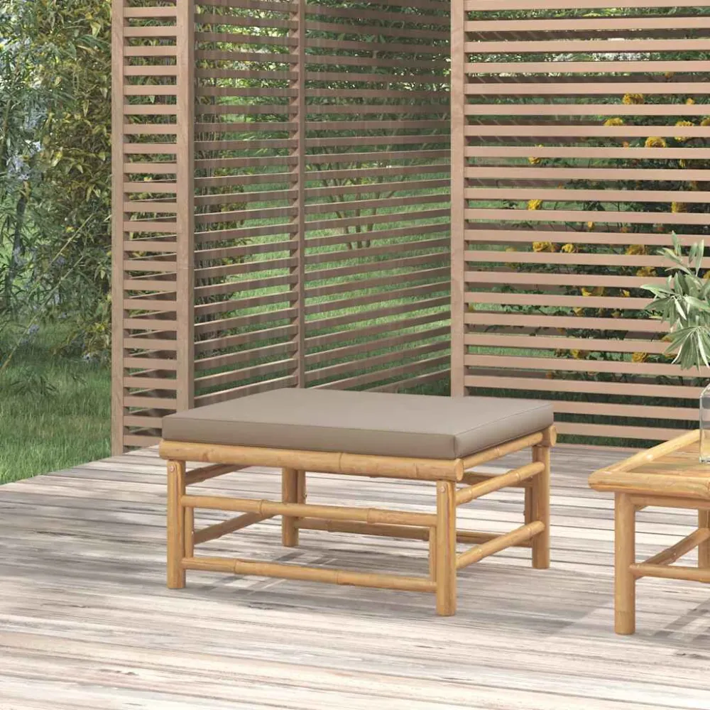 Poggiapiedi da Giardino con Cuscino Tortora Bambù
