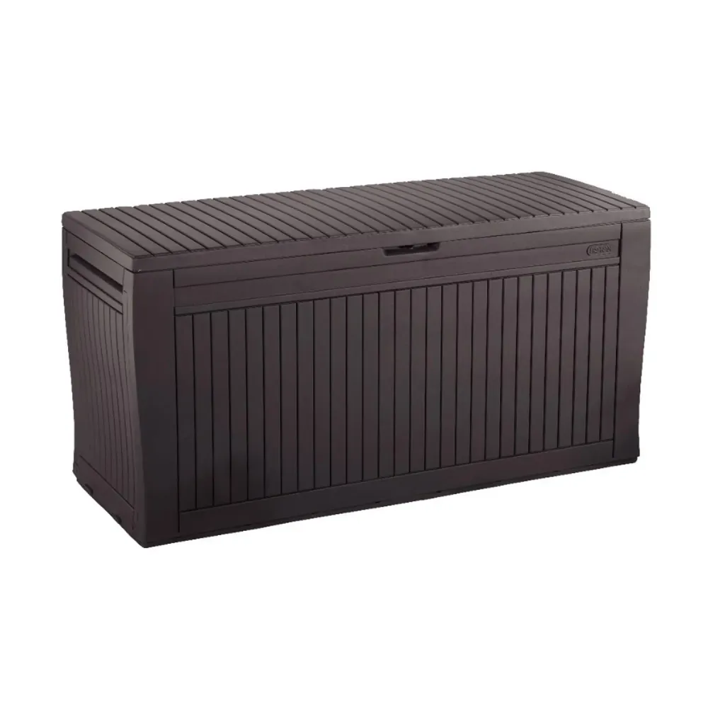 Cassapanca effetto legno modello Keter Comfy resina antiurto - Marrone
