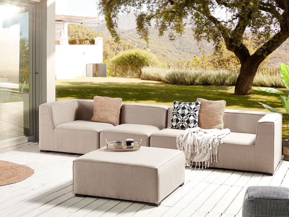 Divano imbottito da giardino Set da giardino AREZZO Poliestere Beige