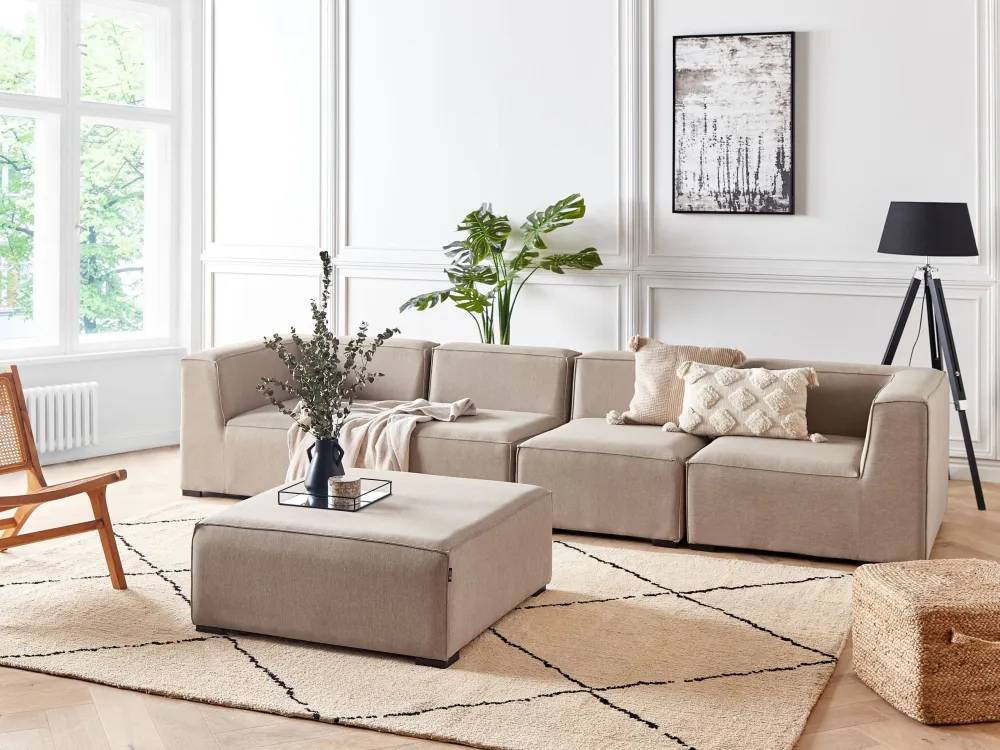 Divano imbottito da giardino Set da giardino AREZZO Poliestere Beige