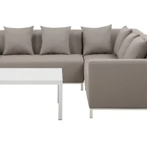Divano imbottito da giardino Set da giardino BELIZE Poliestere Beige Sinistra