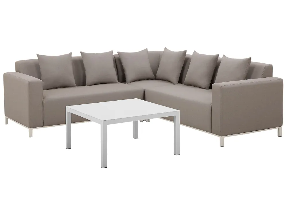 Divano imbottito da giardino Set da giardino BELIZE Poliestere Beige Sinistra