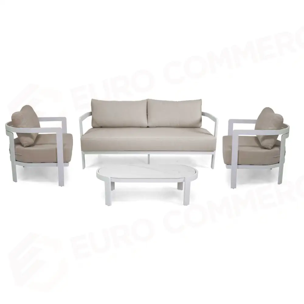 SALOTTO ALLUMINIO ALEDO 2 POSTI BIANCO C/CUSCINI GRIGIO CHIARO - 6471170000 - VACCHETTI