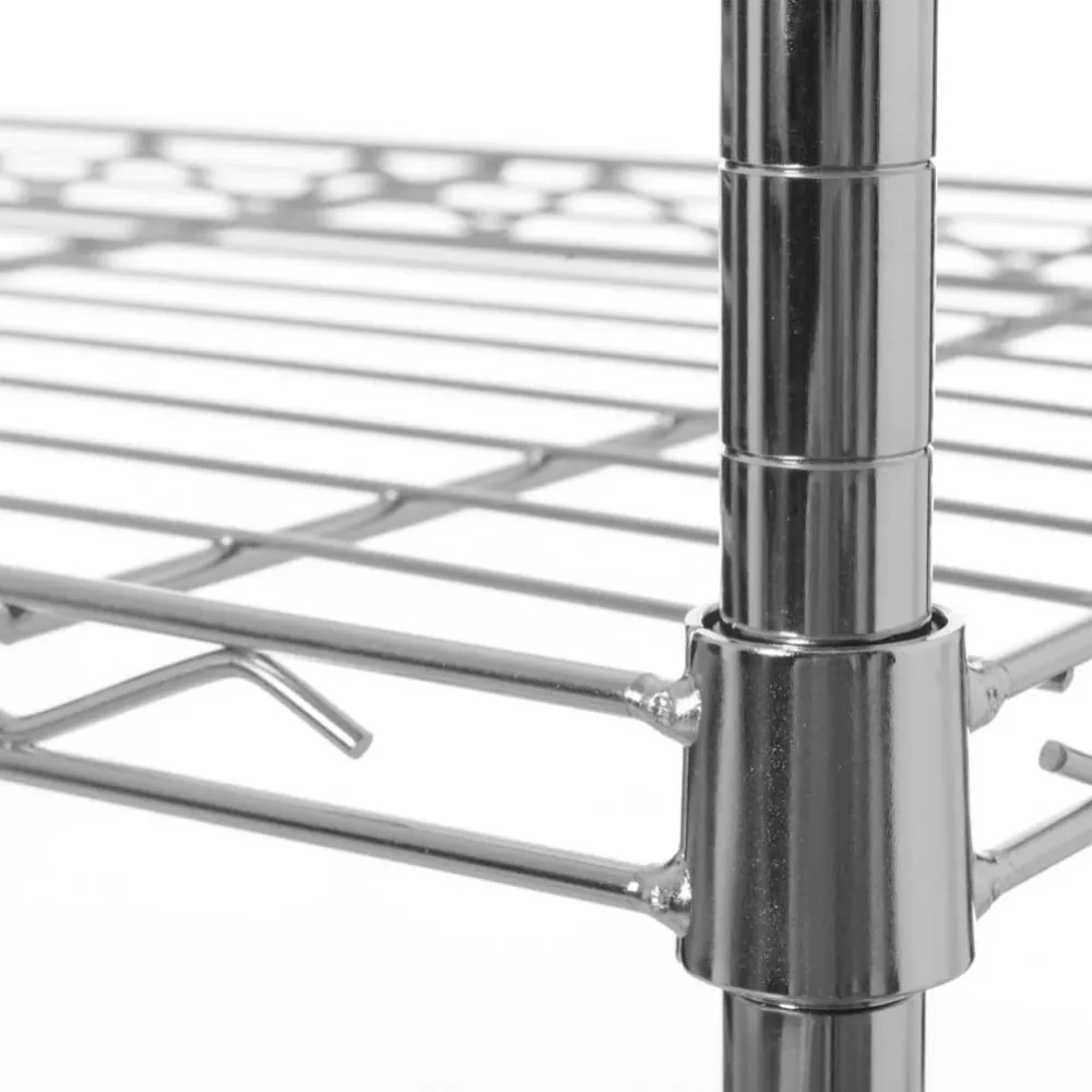 Scaffalatura Mobile Libreria Scaffale Metallo Cromato 3 Scaffali 90x35x88cm