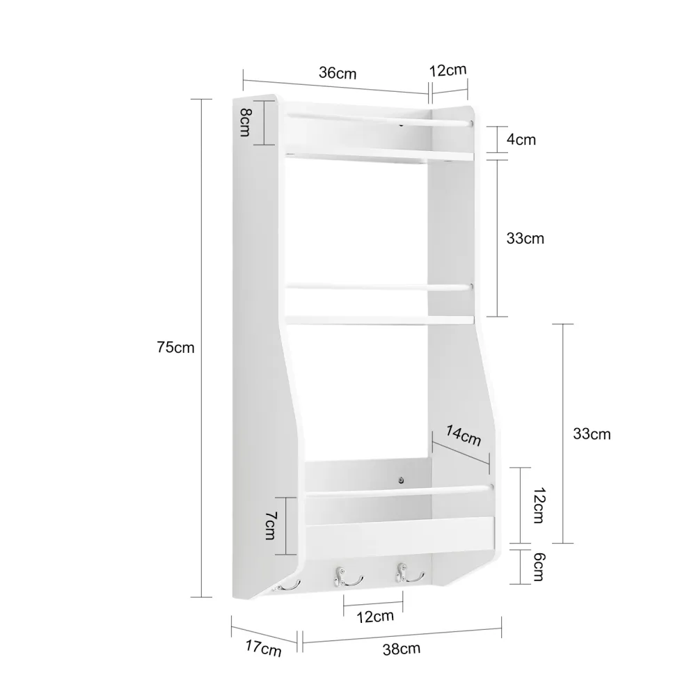 SoBuy Pensile scaffale salvaspazio 38x17x75cm KCR12-W