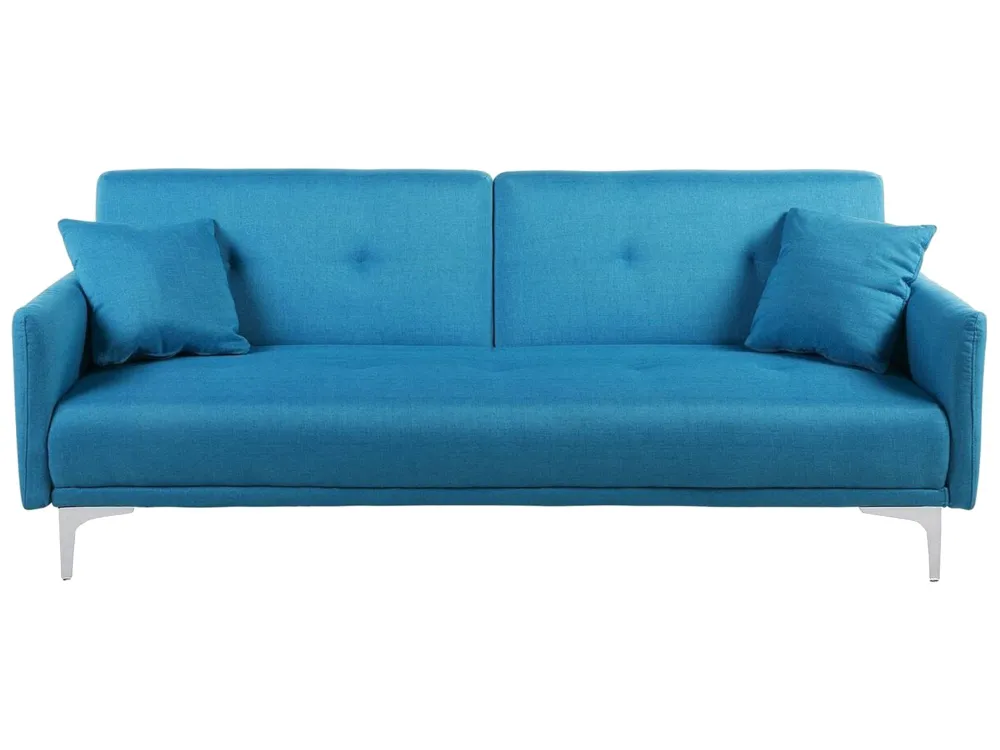 Divano letto attuale 3 posti tessuto azzurro LUCAN con Calibrazione Automatica