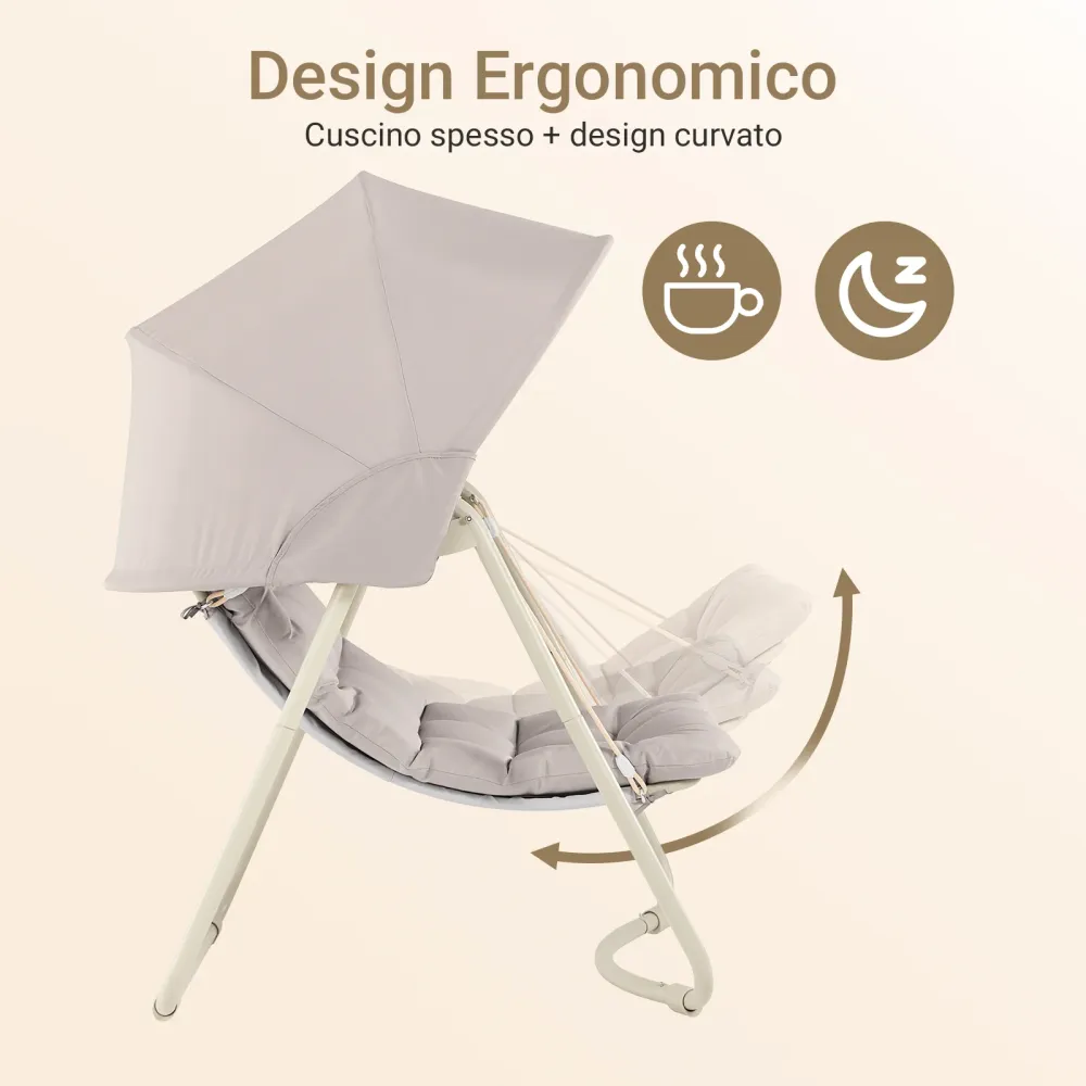 SoBuy OGS62-MI, Dondolo da Giardino Poltrona Relax con Parasole Regolabile Amaca da Giardino Sedia Dondolo per Esterni e I...