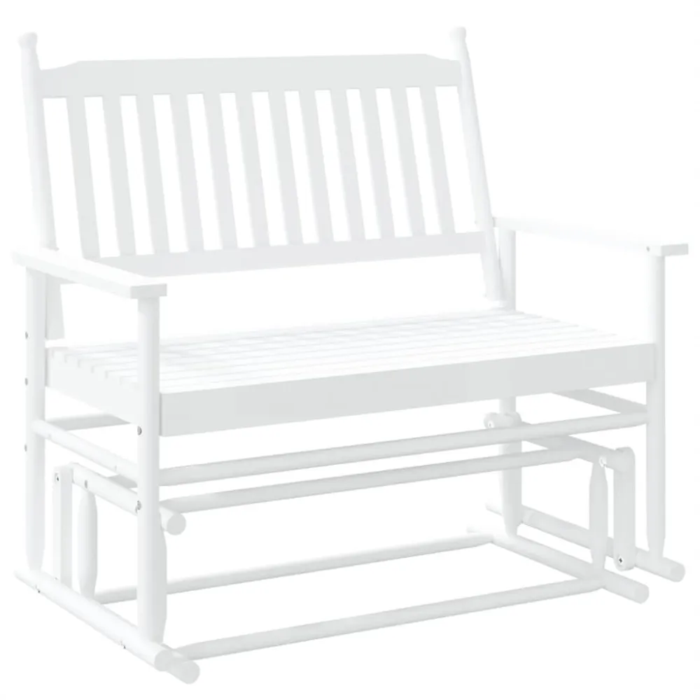 Panca Dondolo Bianca 118x70x104,5 cm Legno Massello di Pioppo