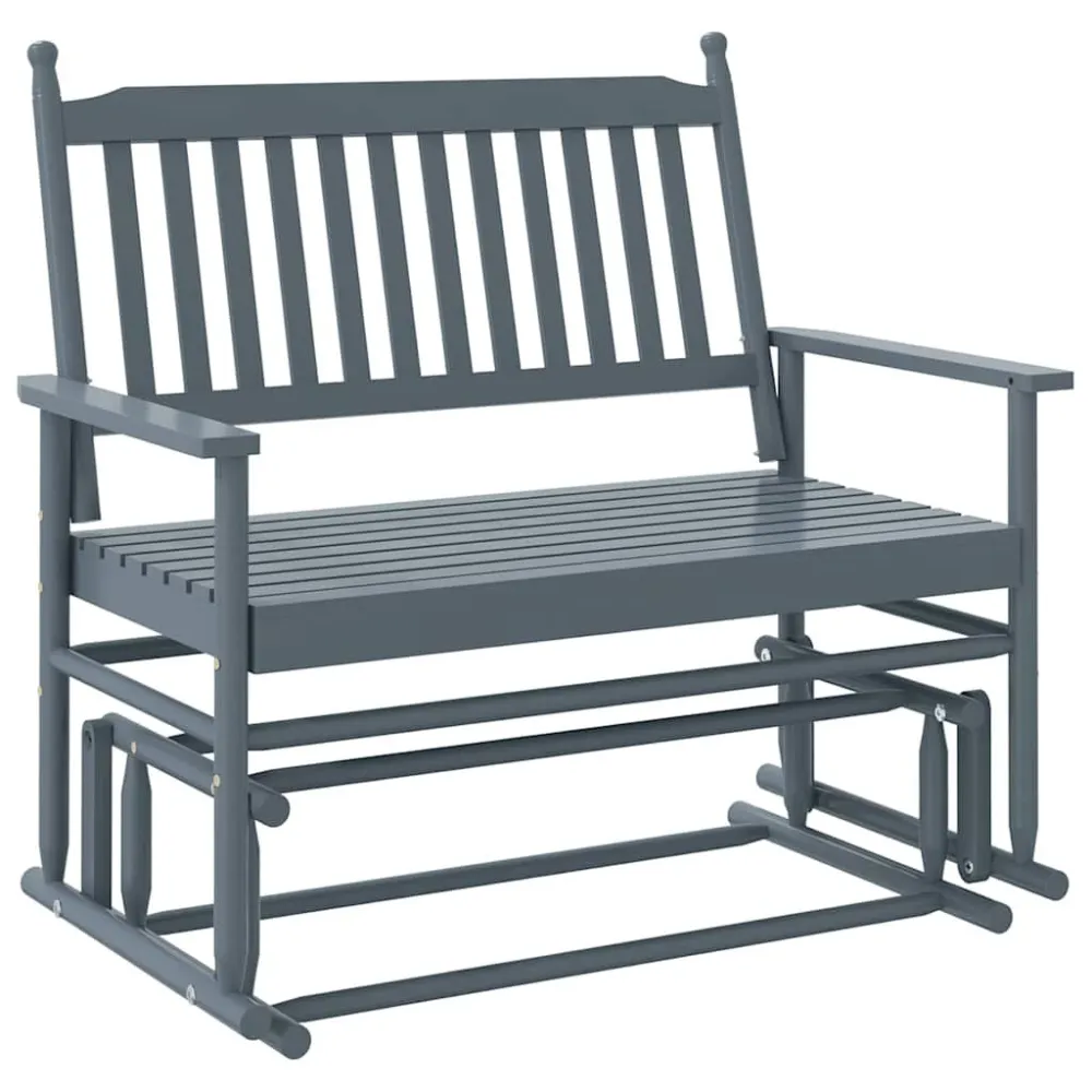Panca Dondolo Grigio 118x70x104,5 cm Legno Massello di Pioppo