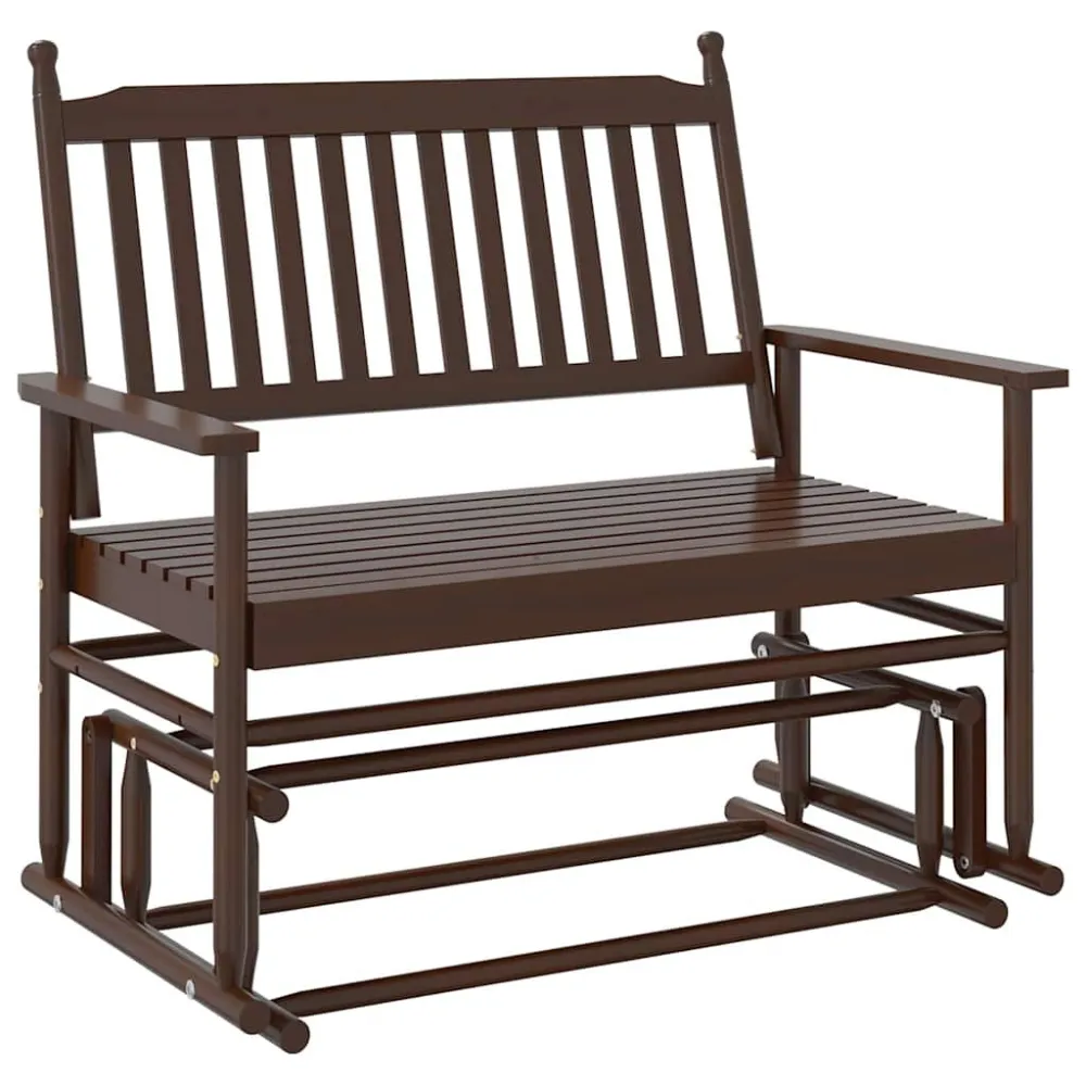 Panca Dondolo Marrone 118x70x104,5cm Legno Massello di Pioppo