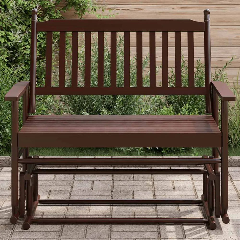 Panca Dondolo Marrone 118x70x104,5cm Legno Massello di Pioppo