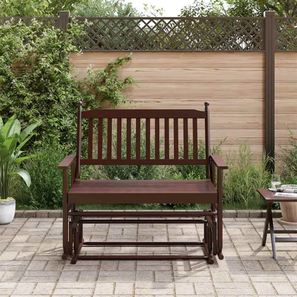 Panca Dondolo Marrone 118x70x104,5cm Legno Massello di Pioppo
