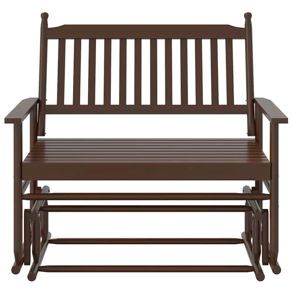 Panca Dondolo Marrone 118x70x104,5cm Legno Massello di Pioppo