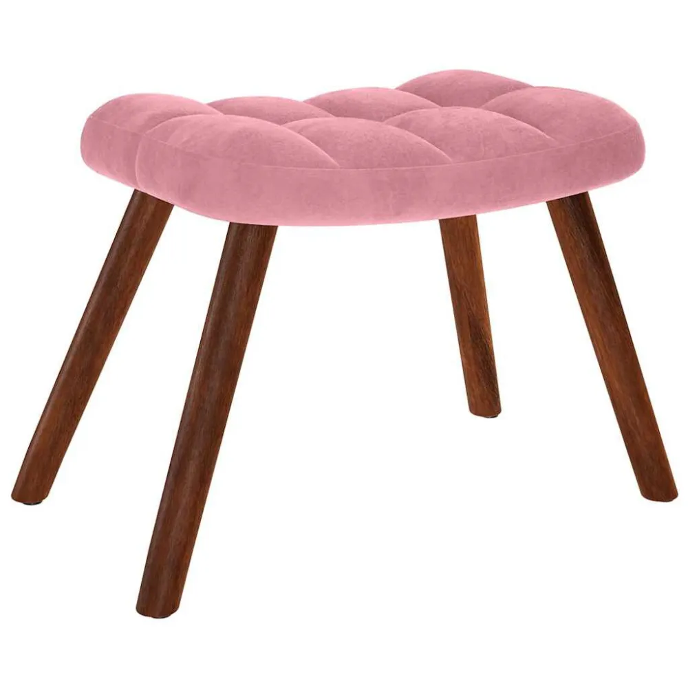 Poltrona Dondolo con Poggiapiedi Rosa Velluto