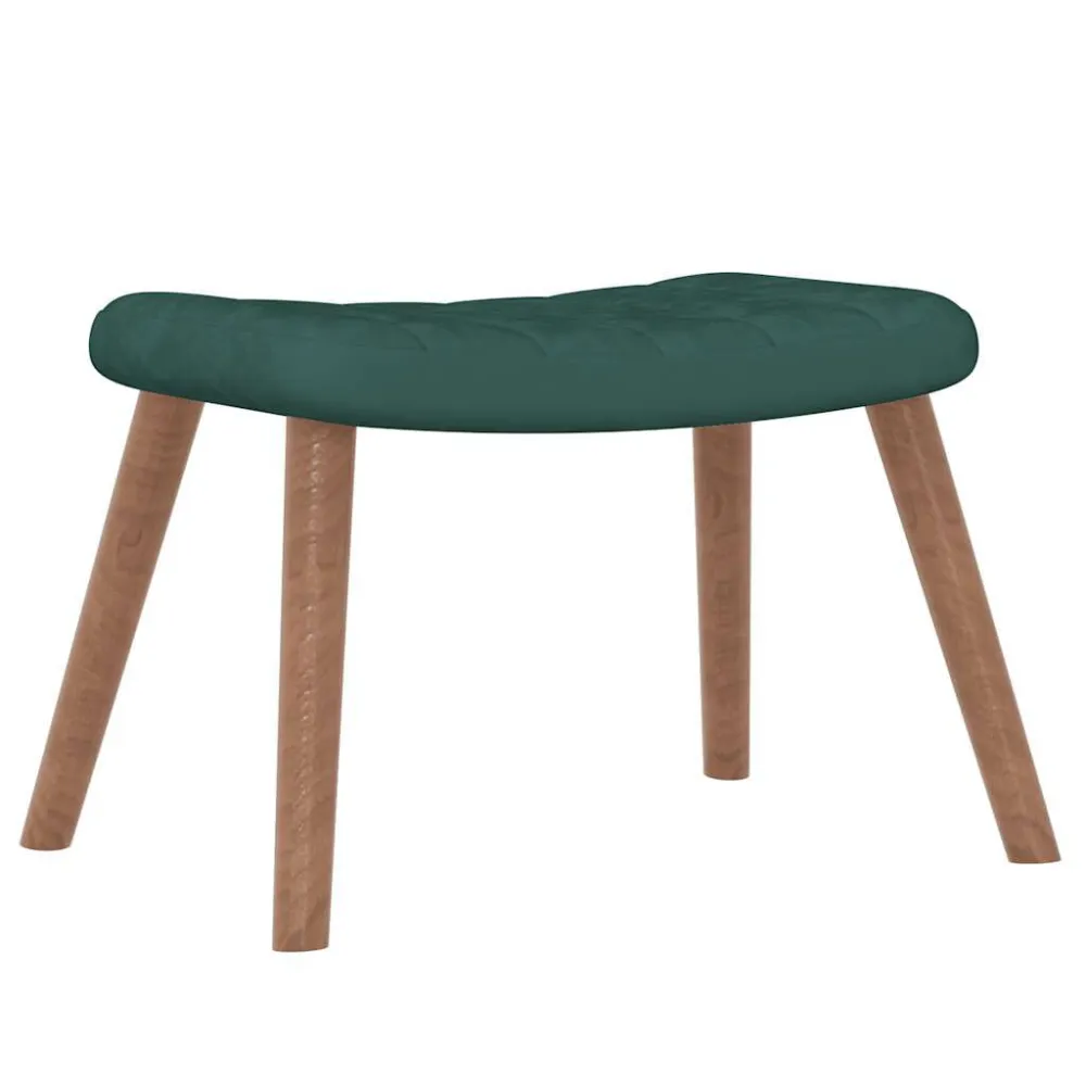 Poltrona Dondolo con Poggiapiedi Verde Scuro Velluto
