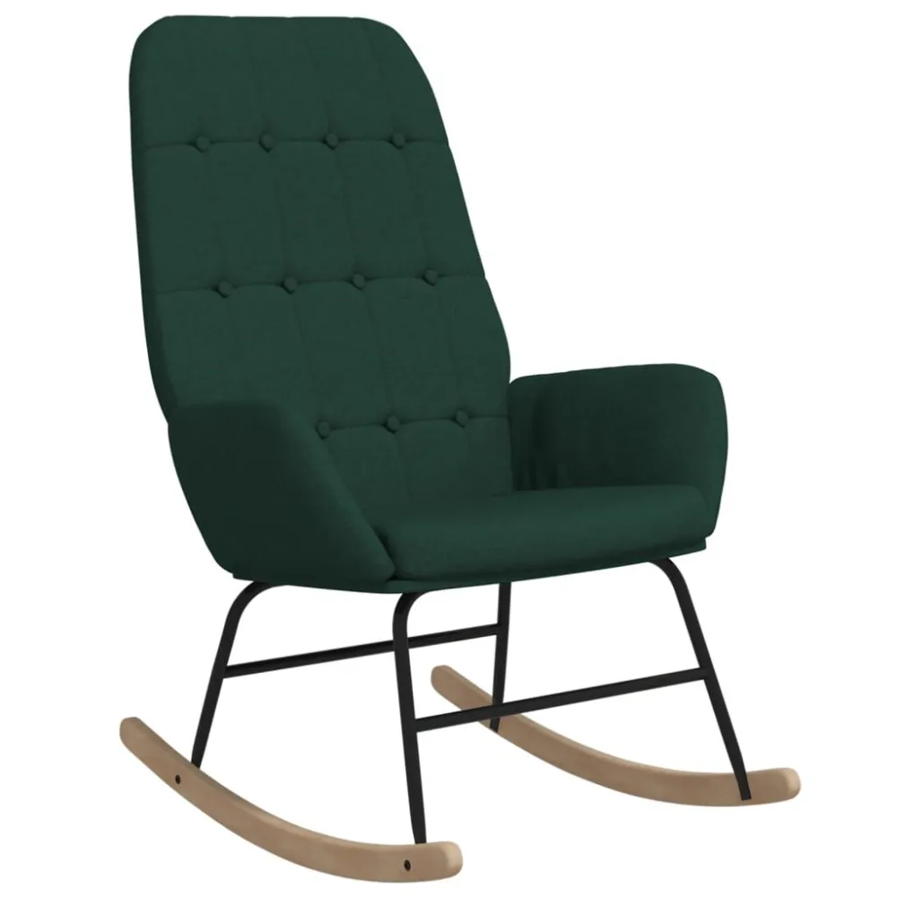 Poltrona Dondolo Verde Scuro Tessuto